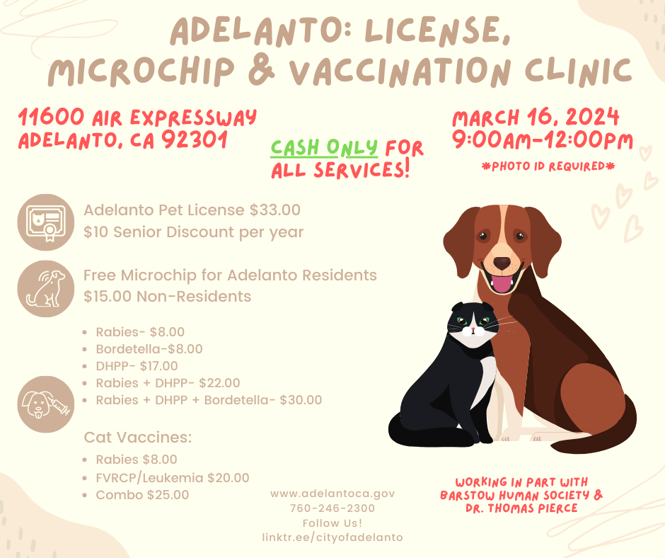 License, Microchip & vaccination Clinic 2024